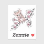 Maus auf Blütenzweig Aufkleber (Blatt)