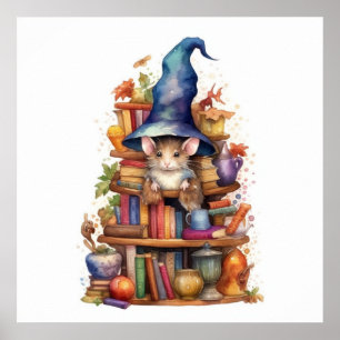 Maus auf Büchern 2 Poster