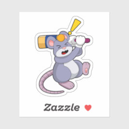 Maus auf Cricket mit Cricket-Fledermaus Aufkleber