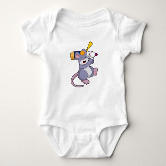 Maus auf Cricket mit Cricket-Fledermaus Baby Strampler (Vorderseite)