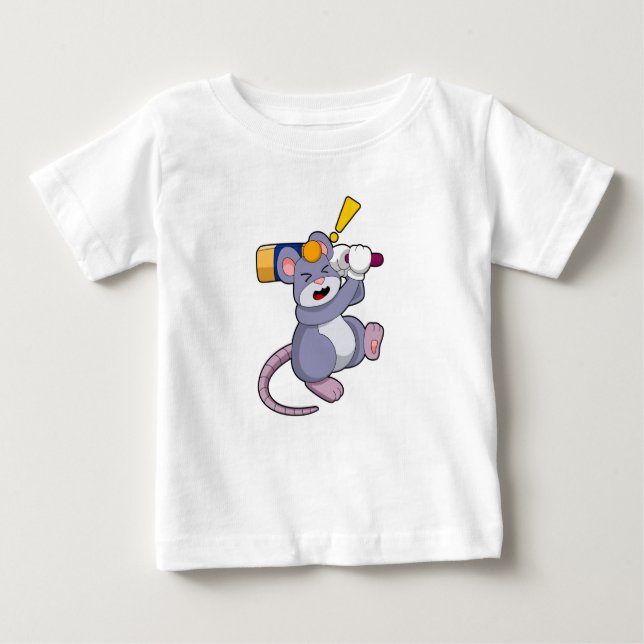 Maus auf Cricket mit Cricket-Fledermaus Baby T-shirt (Vorderseite)