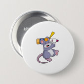 Maus auf Cricket mit Cricket-Fledermaus Button (Vorne & Hinten)