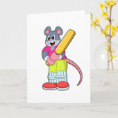 Maus auf Cricket mit Cricket-Fledermaus Karte (Gelbe Blume)