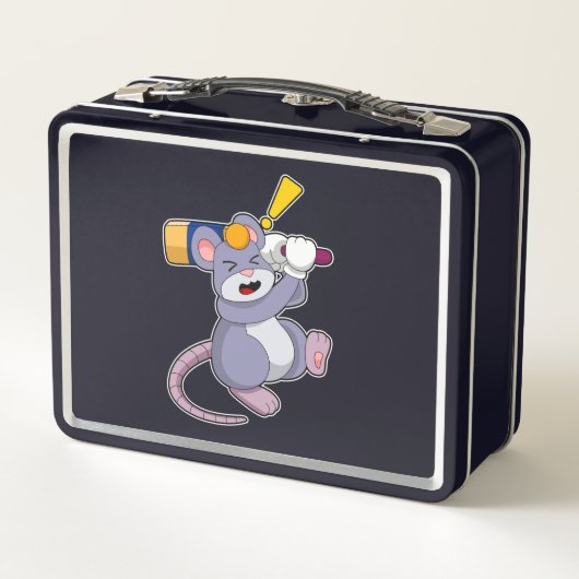 Maus auf Cricket mit Cricket-Fledermaus Metall Brotdose (Rückseite)