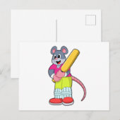 Maus auf Cricket mit Cricket-Fledermaus Postkarte (Vorne/Hinten)