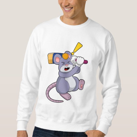 Maus auf Cricket mit Cricket-Fledermaus Sweatshirt (Vorderseite)