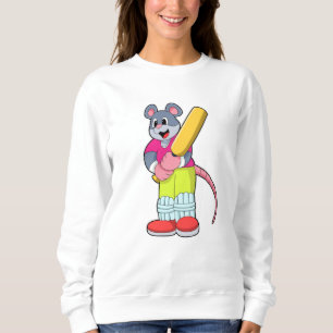 Maus auf Cricket mit Cricket-Fledermaus Sweatshirt
