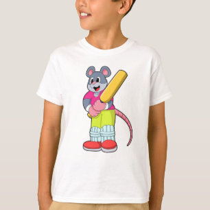 Maus auf Cricket mit Cricket-Fledermaus T-Shirt