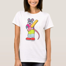 Maus auf Cricket mit Cricket-Fledermaus T-Shirt