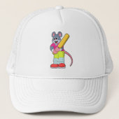 Maus auf Cricket mit Cricket-Fledermaus Truckerkappe (Vorderseite)