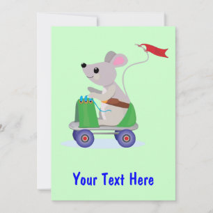 Maus auf einem Skate Scooter Einladung