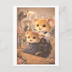 Maus auf Karriere als Friseur Postkarte