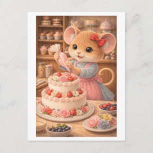 Maus auf Karriere als Kuchen-Dekorateur Postkarte
