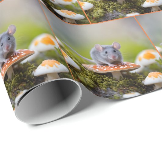 Maus auf Toadstool Geschenkpapier (Rolleneckpunkt)