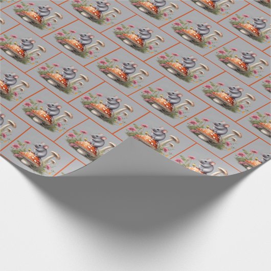 Maus auf Toadstool Geschenkpapier (Ecke)