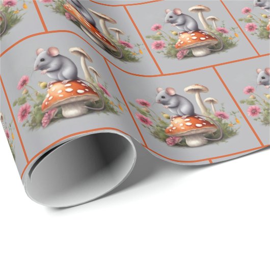Maus auf Toadstool Geschenkpapier (Rolleneckpunkt)