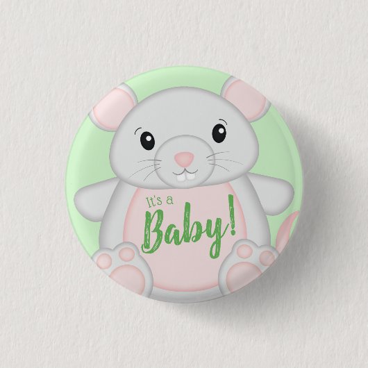 Maus Baby Dusche Button (Vorderseite)