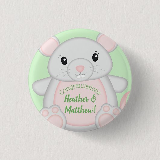 Maus Baby Dusche Button (Vorderseite)