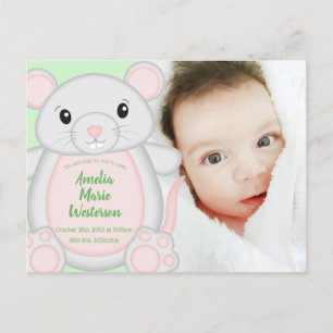 Maus Baby Dusche Postkarte