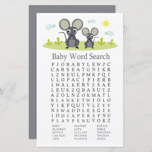 Maus Baby Shooter Word Search Game (Vorne/Hinten)