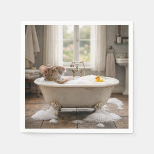 Maus badet in einem Schaumbad Serviette (Vorderseite)