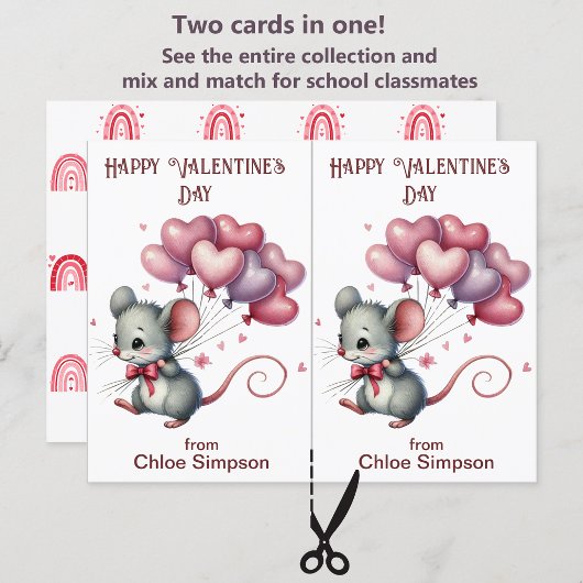 Maus Balloons Kinderkarte Valentine Postkarte