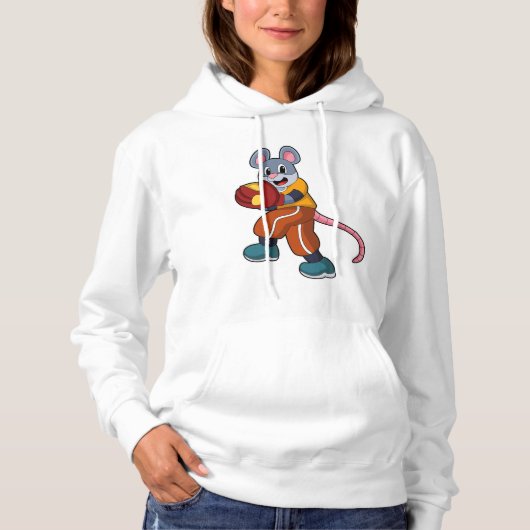 Maus bei Baseball mit Baseball-Handschuh Hoodie (Vorderseite)