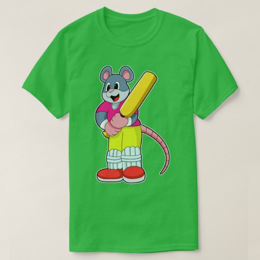 Maus bei Cricket mit Cricket-Fledermaus3 T-Shirt (Design vorne)
