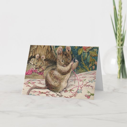 Maus bei der Arbeit - Beatrix Potter Karte (Vorderseite)
