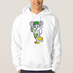 Maus bei Eishockey mit Eishockeystick mit Eishocke Hoodie