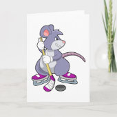 Maus bei Eishockey mit Eishockeystick mit Eishocke Karte (Vorderseite)