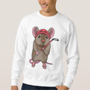 Maus bei Eishockey mit Eishockeystick mit Eishocke Sweatshirt