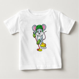 Maus bei Eishockey mit Hockeystick Baby T-shirt