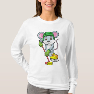 Maus bei Eishockey mit Hockeystick T-Shirt