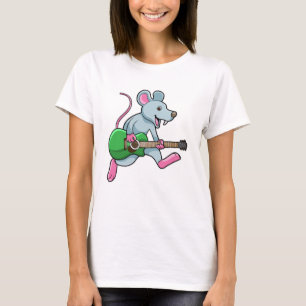 Maus bei Musik mit Gitarre T-Shirt