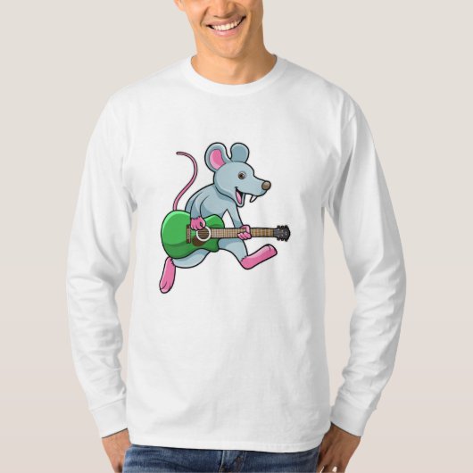Maus bei Musik mit Gitarre T-Shirt (Vorderseite)