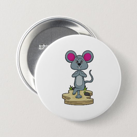 Maus bei Yoga-Fitness Button (Vorne & Hinten)