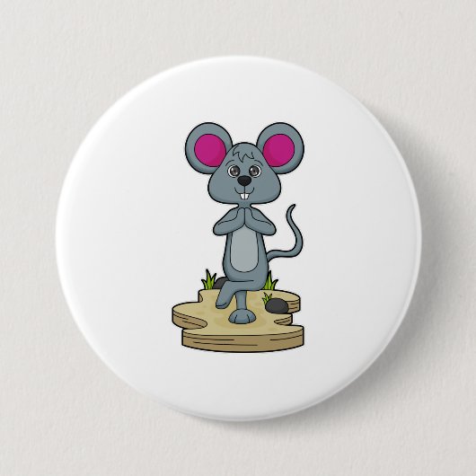 Maus bei Yoga-Fitness Button (Vorderseite)