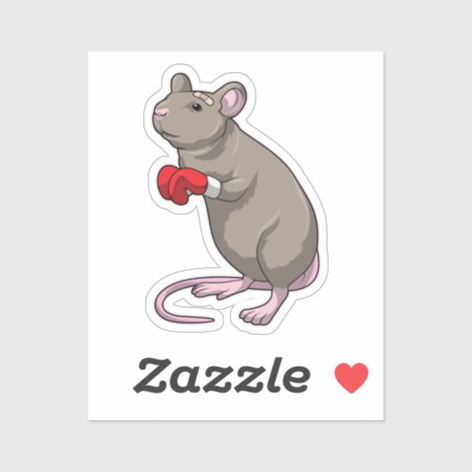 Maus beim Boxen mit Boxhandschuhen Aufkleber (Blatt)