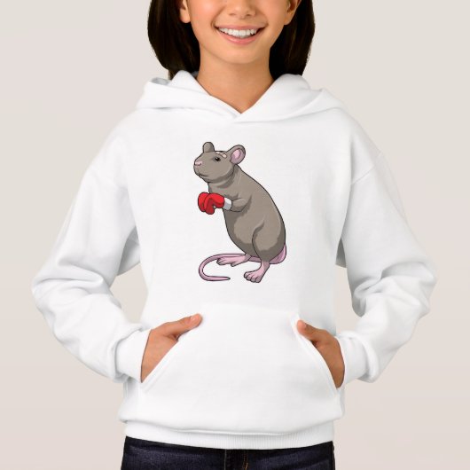 Maus beim Boxen mit Boxhandschuhen Hoodie (Vorderseite)