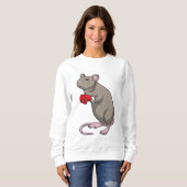 Maus beim Boxen mit Boxhandschuhen Sweatshirt (Vorne ganz)