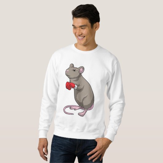 Maus beim Boxen mit Boxhandschuhen Sweatshirt (Vorne ganz)