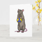 Maus beim Handball Sport Karte (Gelbe Blume)