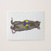 Maus beim Handball Sport Puzzle (Horizontal)
