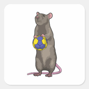 Maus beim Handball Sport Quadratischer Aufkleber