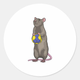 Maus beim Handball Sport Runder Aufkleber