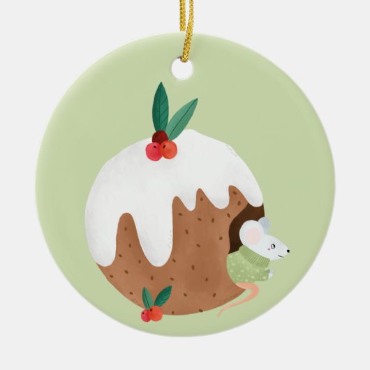 Maus beim Pudding Keramik Ornament (Vorne)