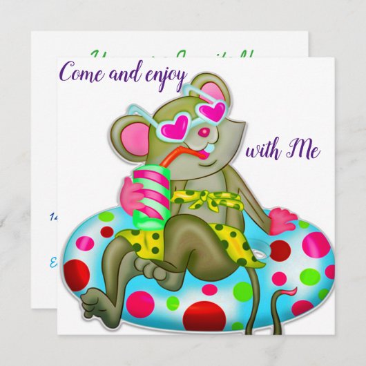 Maus Einladung (Vorne/Hinten)