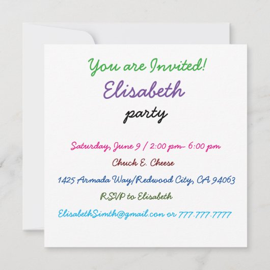 Maus Einladung (Rückseite)