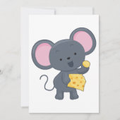 Maus essen Käse Einladung (Vorderseite)